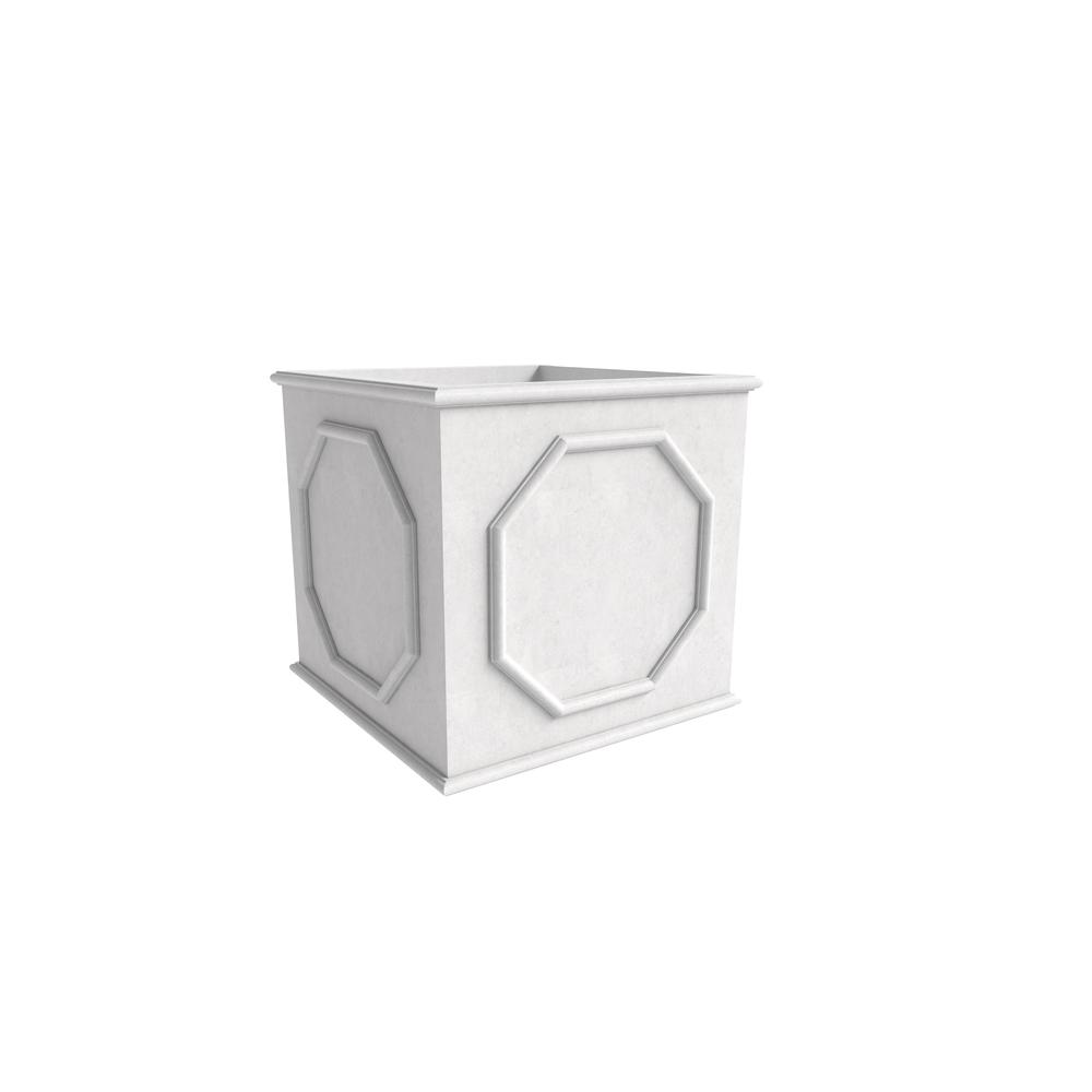 Sprout Series Cubic Fiber Stone Planter in White 12.6 Cube. Picture 1