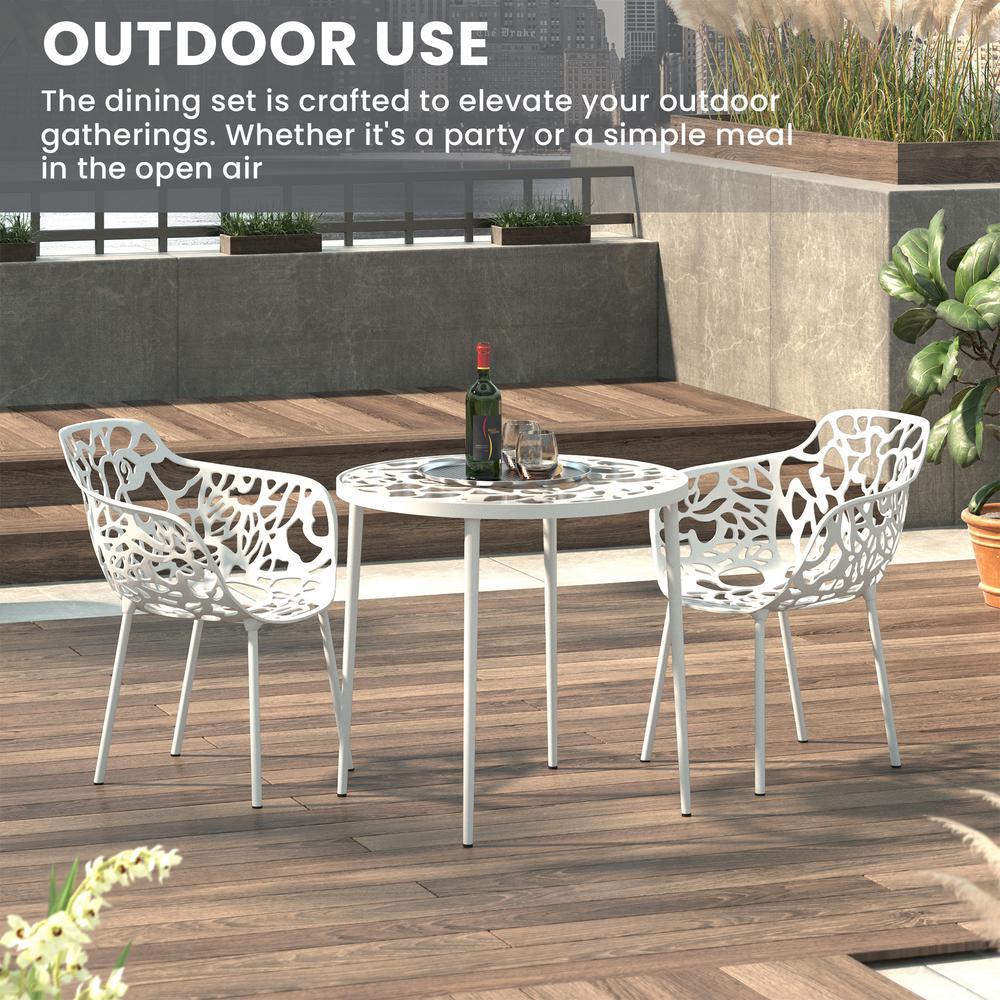 3-Piece Aluminum Outdoor Patio Dining Set with Tempered Glass Top Table. Picture 6