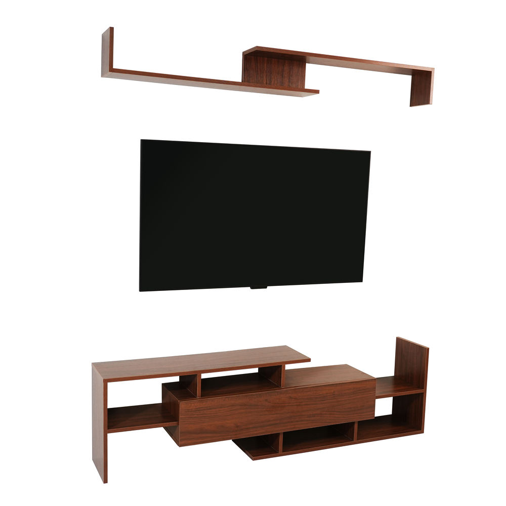 LeisureMod Surrey Modern TV Stand with MDF Shelves and Bookcase. Picture 22