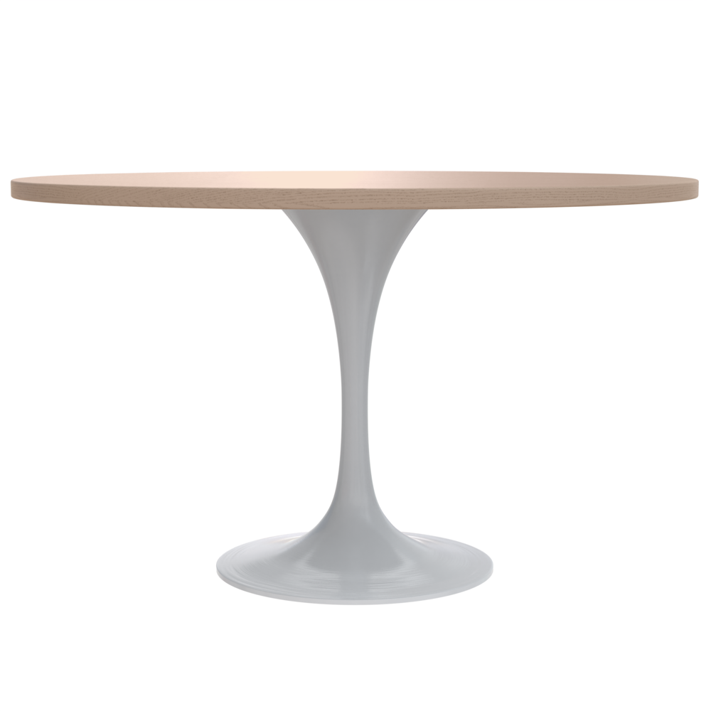 Verve 48 Round Dining Table, White Base with Light Natural Wood MDF Top. Picture 2