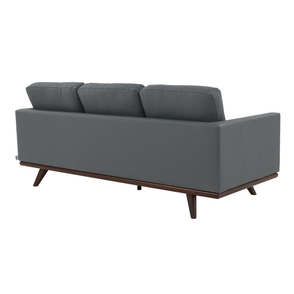 LeisureMod Chester Modern Leather Sofa With Birch Wood Base, Grey. Picture 5