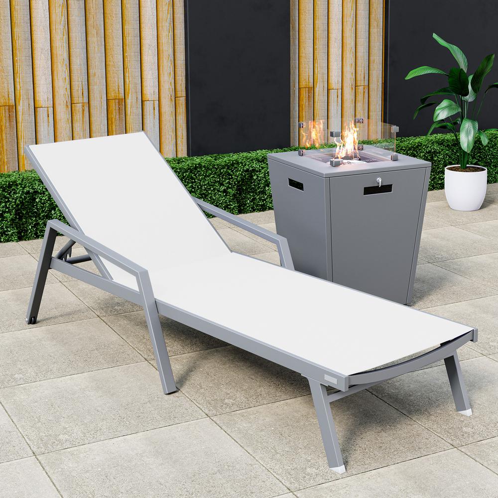 Grey Aluminum Outdoor Patio Chaise Lounge Chair With Arms. Picture 21