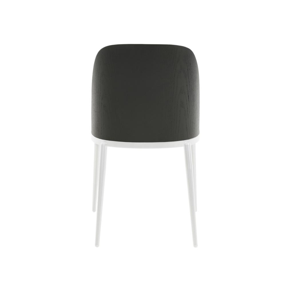 Dining Side Chair with Leather Seat and White Powder-Coated Steel Frame. Picture 4