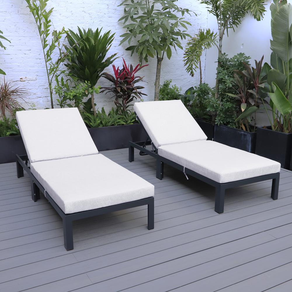 Chelsea Modern Outdoor Chaise Lounge Chair With Cushions Set of 2. Picture 3
