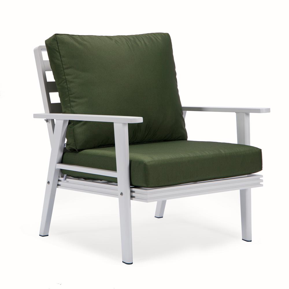 LeisureMod Walbrooke Modern White Patio Conversation With Square Fire Pit & Tank Holder, Green. Picture 14