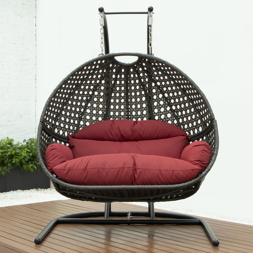 LeisureMod Wicker Hanging Double Egg Swing Chair  EKDCH-57DR. Picture 1