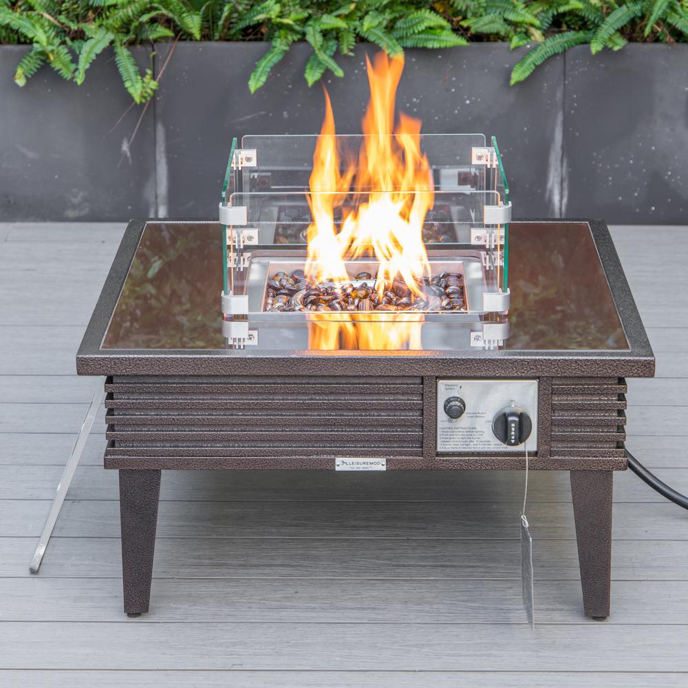 Aluminum Square Slats Design Fire Pit Side Table with Lid. Picture 14