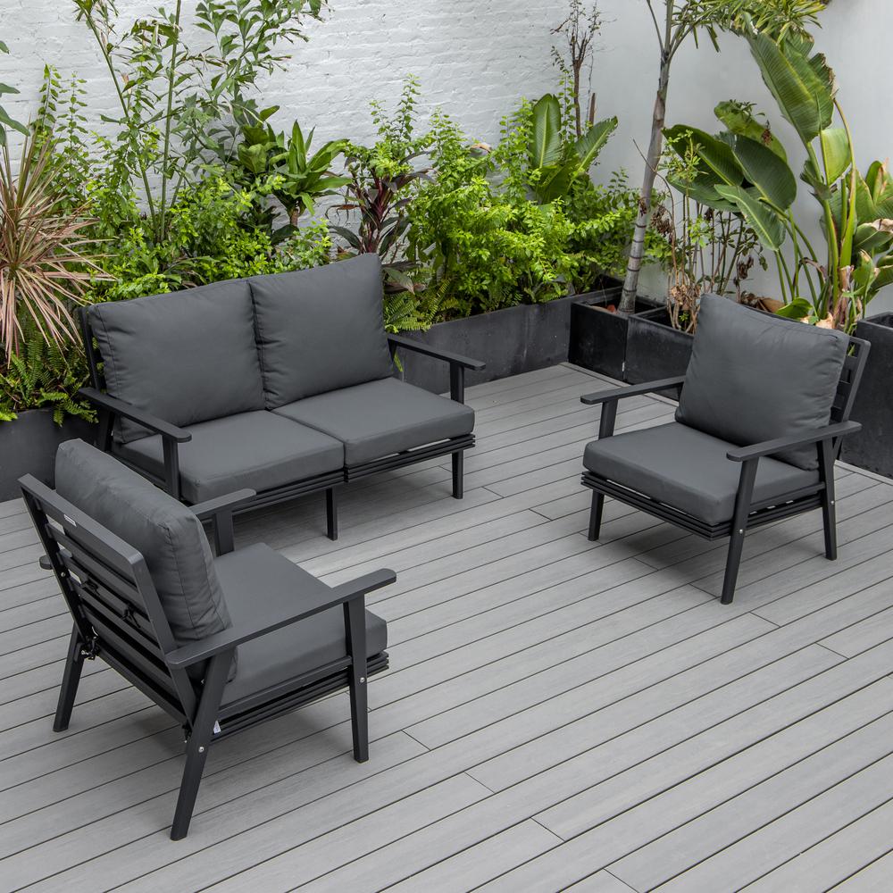 3-Piece Outdoor Patio Set with Black Aluminum Frame. Picture 8