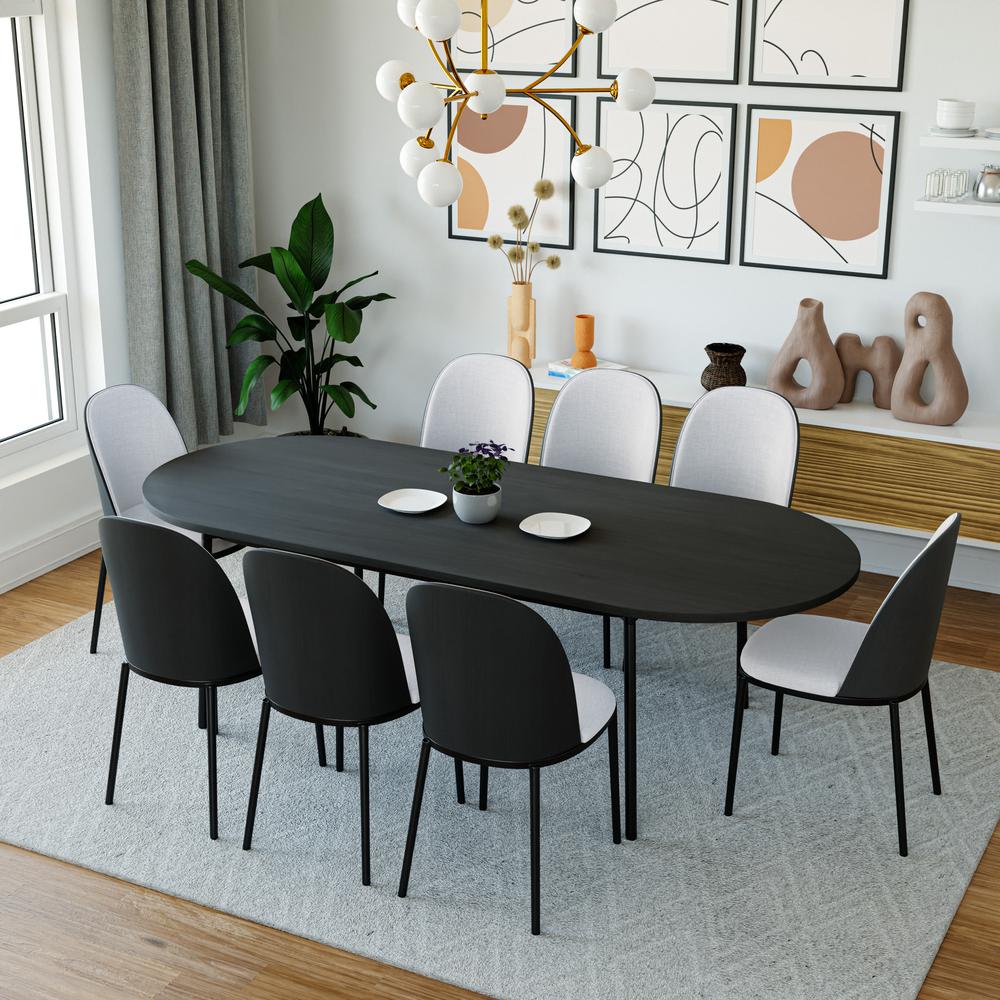 9-Piece Dining Set in Steel Frame with 8 Dining Chairs and 83" Oval Dining Table. Picture 21