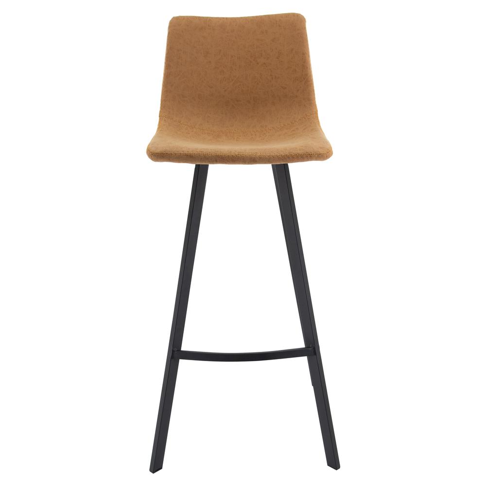 Elland Modern Upholstered Leather Bar Stool With Iron Legs & Footrest. Picture 3
