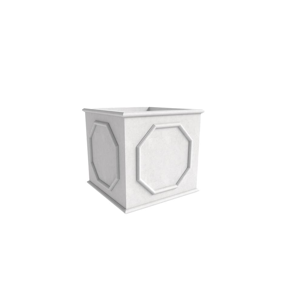 Sprout Series Cubic Fiber Stone Planter in White 10.2 Cube. Picture 1