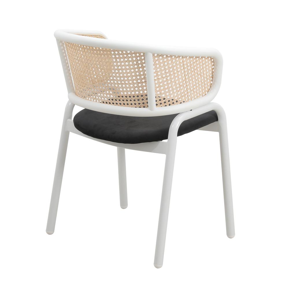 Ervilla Modern Dining Chair with White Powder Coated Steel Legs and Wicker Back. Picture 4