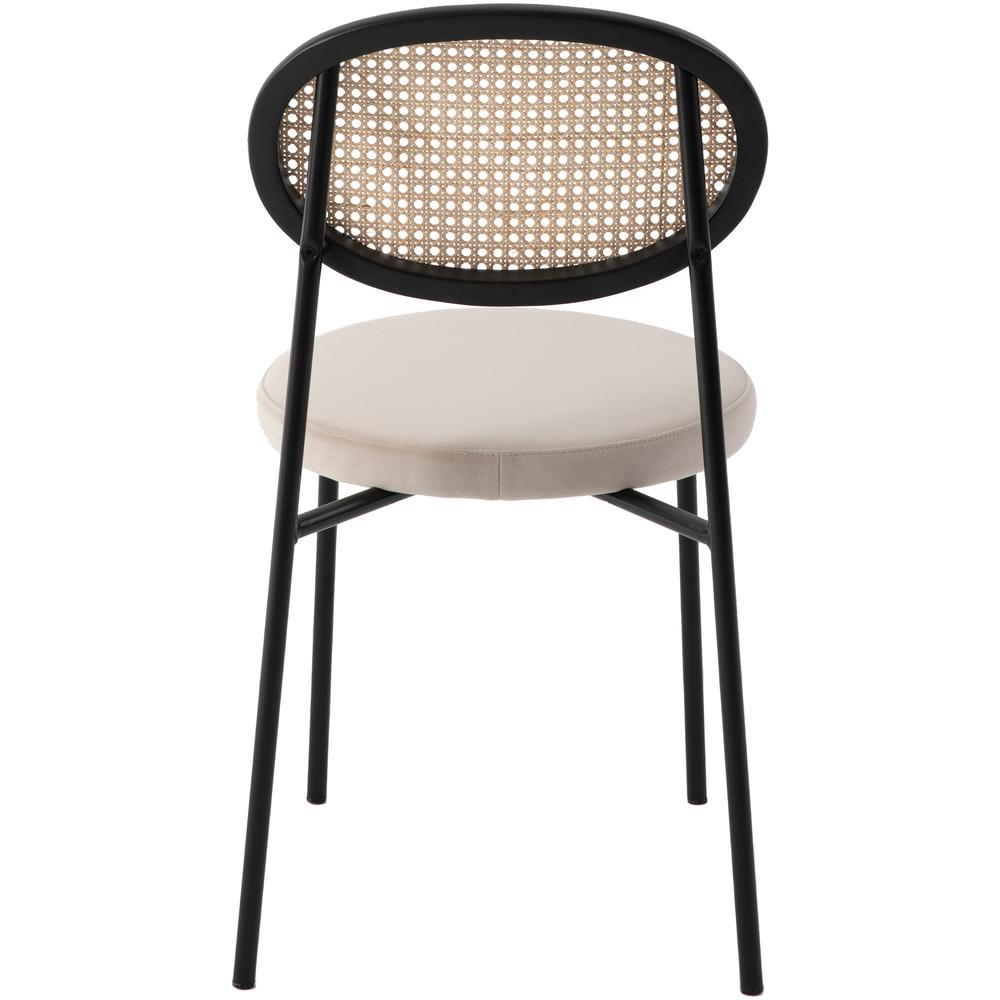 Euston Modern Wicker Dining Chair with Velvet Round Seat. Picture 5