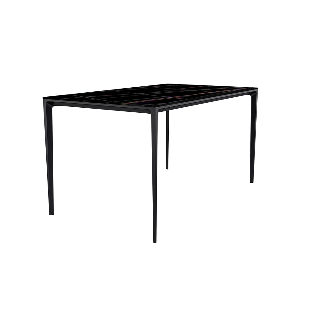 Avo Series Modern Dining Table Black Base, With 71 Black/Gold Sintered Stone Top. Picture 1
