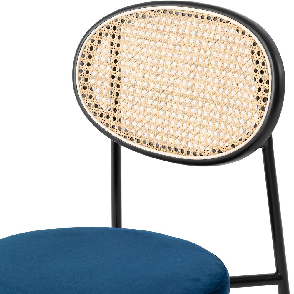 Euston Modern Wicker Dining Chair with Velvet Round Seat Set of 2. Picture 7