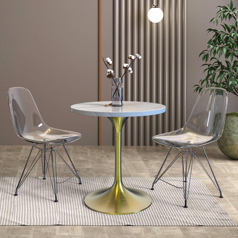 Verve Collection 27 Round Dining Table, Brushed Gold Base. Picture 3