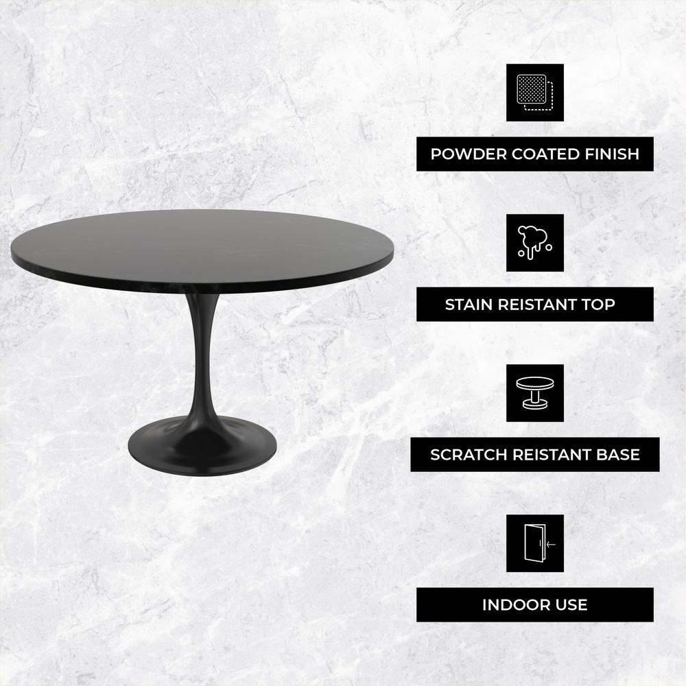 Verve Collection 48 Round Dining Table, Black Base with Sintered Stone Black Top. Picture 3
