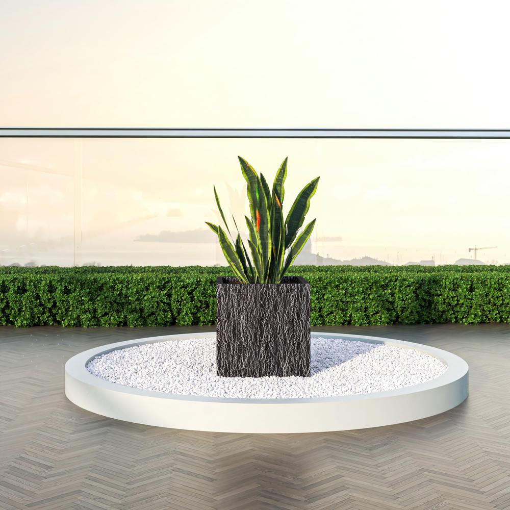 Verdura Series Cubic Poly Stone Planter in Dotted Blck 21.7 Cube. Picture 3