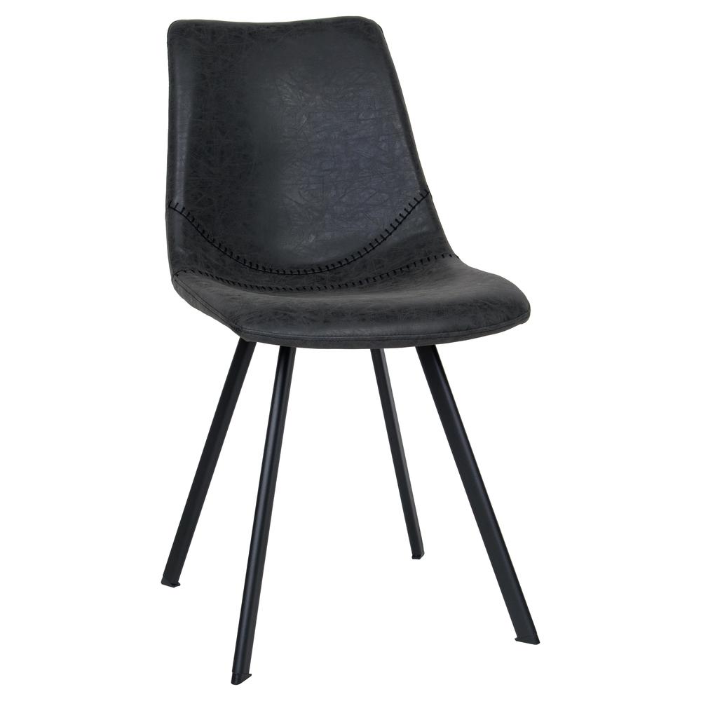 LeisureMod Markley Modern Leather Dining Chair With Metal Legs MC18BL. Picture 3