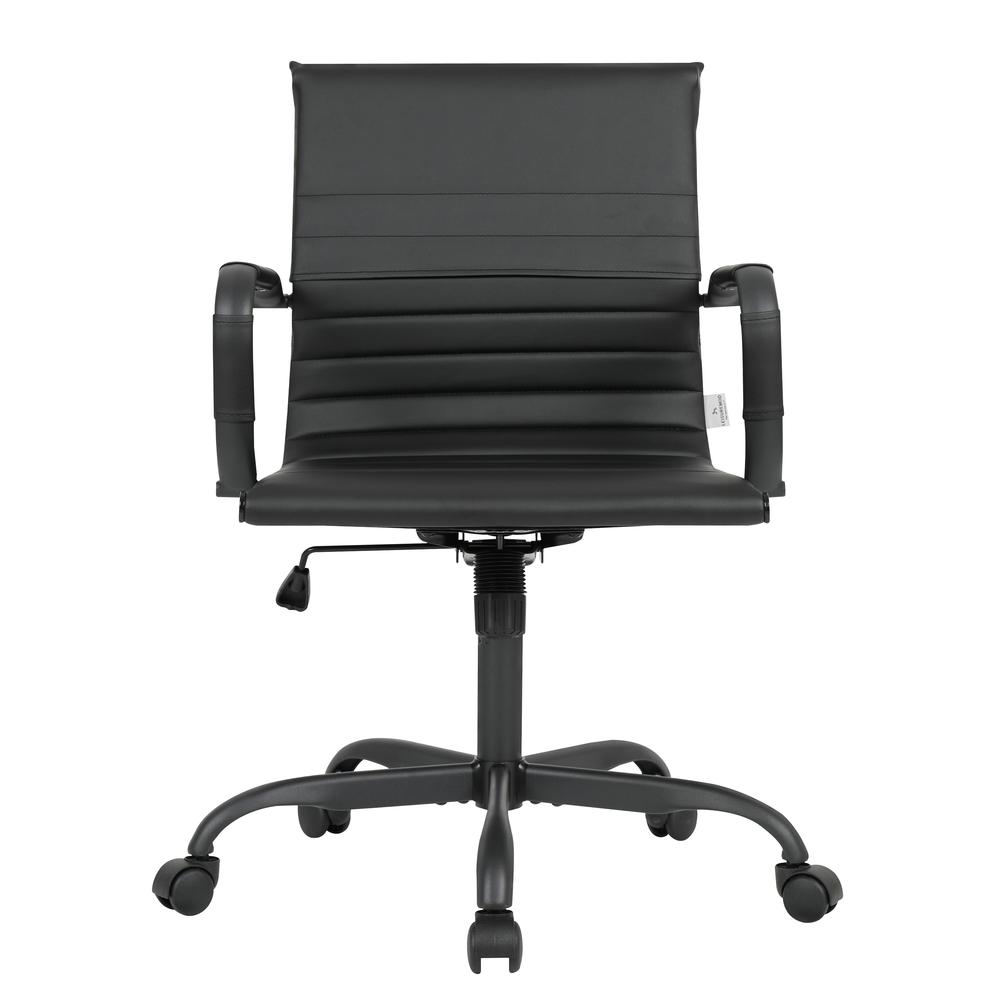 Leather Home Office Chair With Black Frame in Black. Picture 3