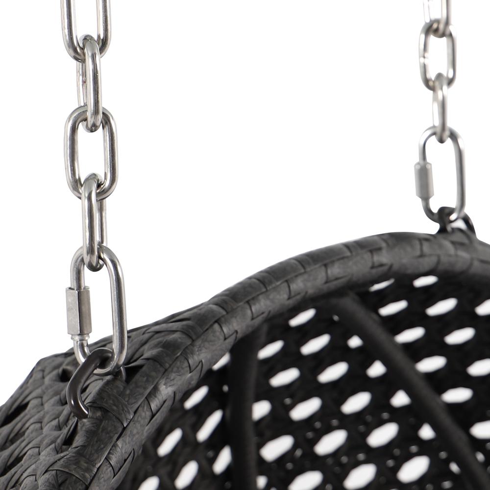 Charcoal Wicker Hanging 2 person Egg Swing Chair. Picture 10