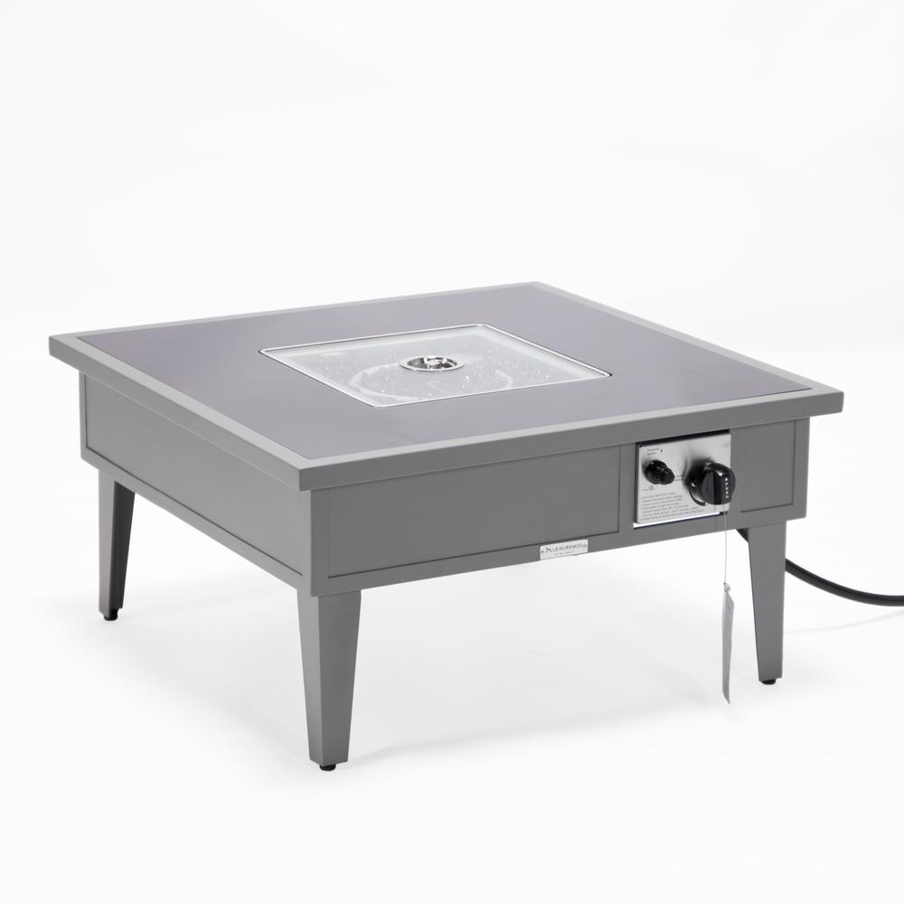 Walbrooke Outdoor Patio Aluminum Square Fire Pit Side Table with Lid. Picture 4