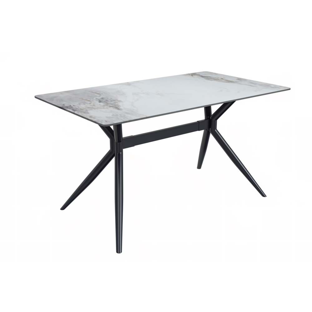 Black Stainless Steel Dining Table 55 With Medium Grey Sintered Stone Top. Picture 4