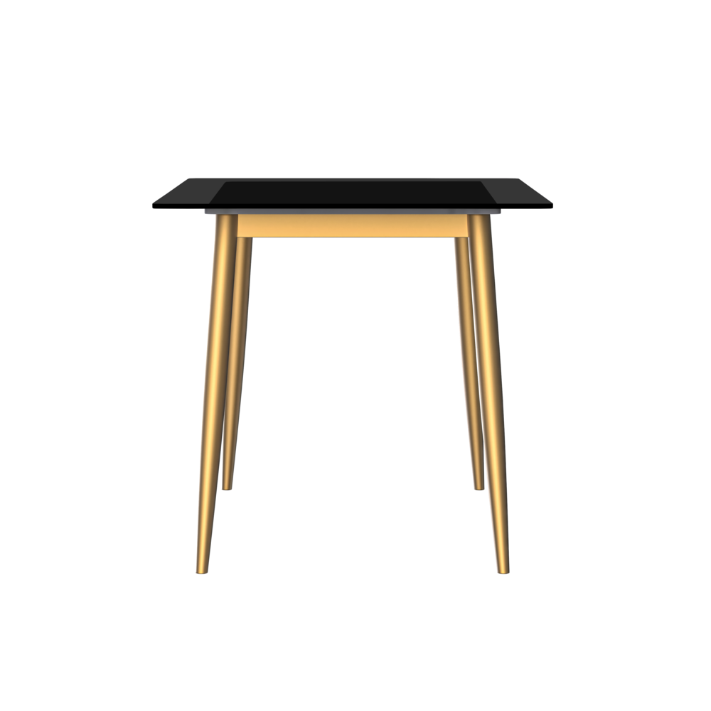 Zayle Series Modern Dining Table Brushed Gold Base, With 71 Black Glass Top. Picture 4