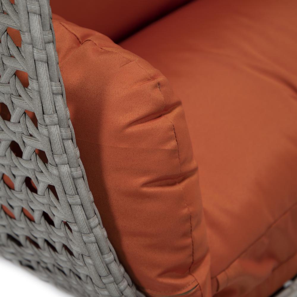 LeisureMod Wicker Hanging 2 person Egg Swing Chair in Orange. Picture 9