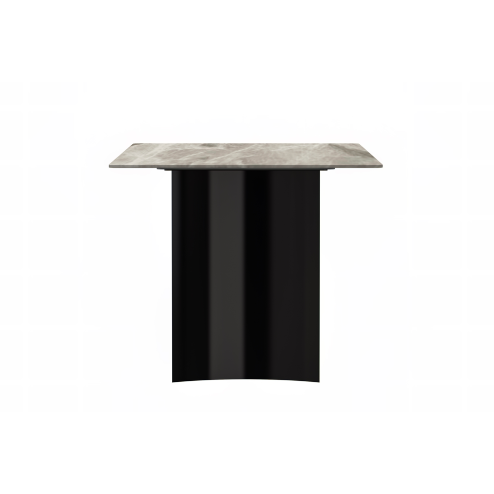 Dining Table Black Stainless Steel Base, With 55 Deep Grey Sintered Stone Top. Picture 4