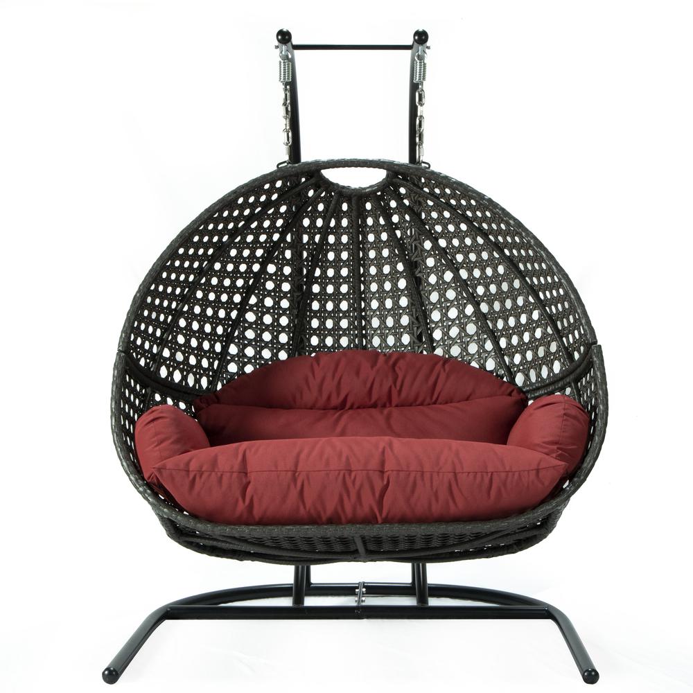 LeisureMod Wicker Hanging Double Egg Swing Chair  EKDCH-57DR. Picture 2