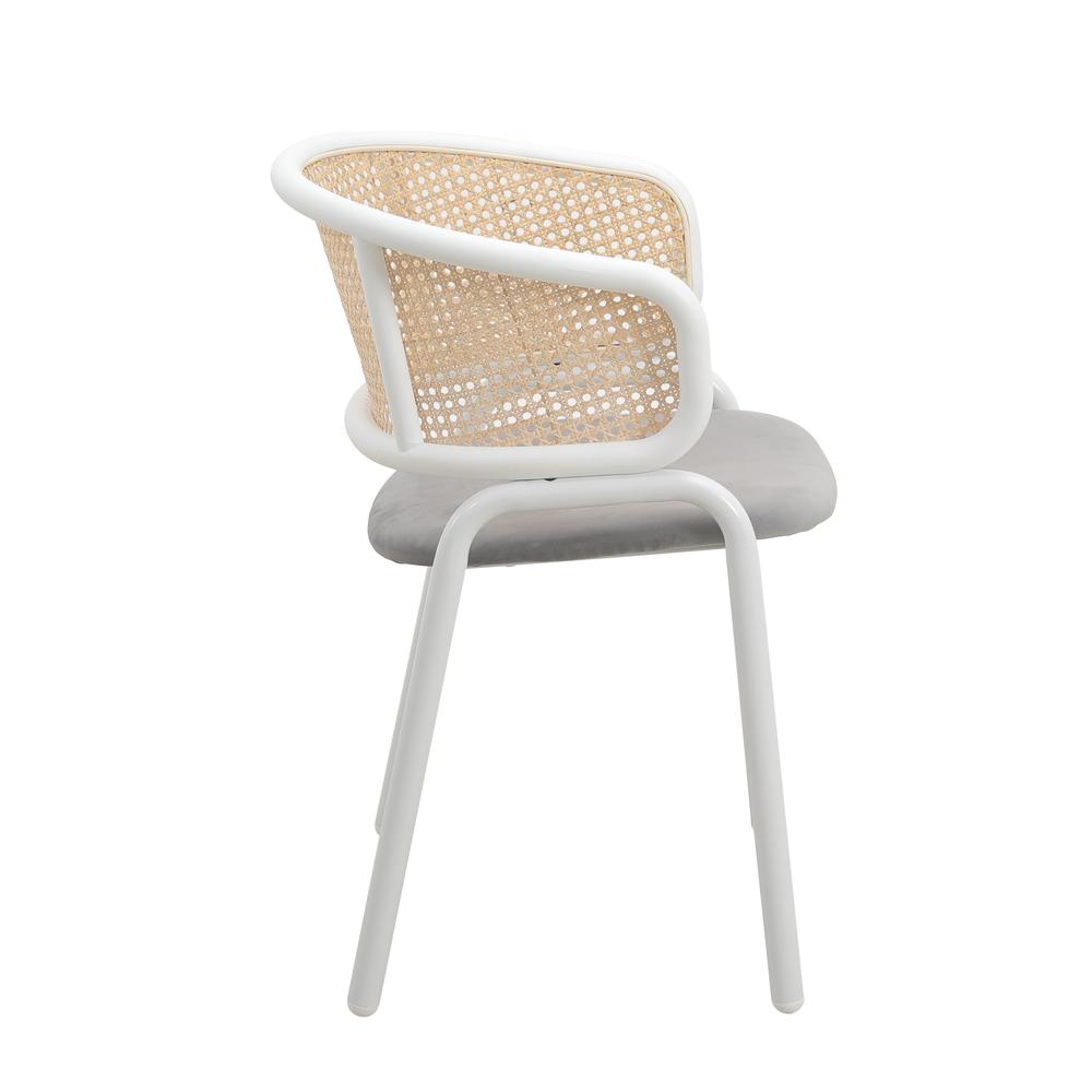 Dining Chair with White Powder Coated Steel Legs and Wicker Back, Set of 4. Picture 4