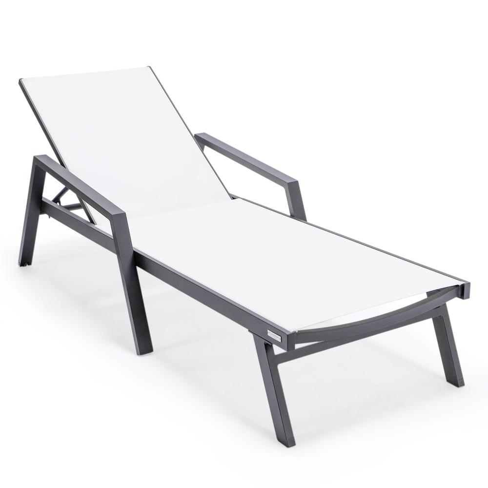 Black Aluminum Outdoor Patio Chaise Lounge Chair With Arms. Picture 3