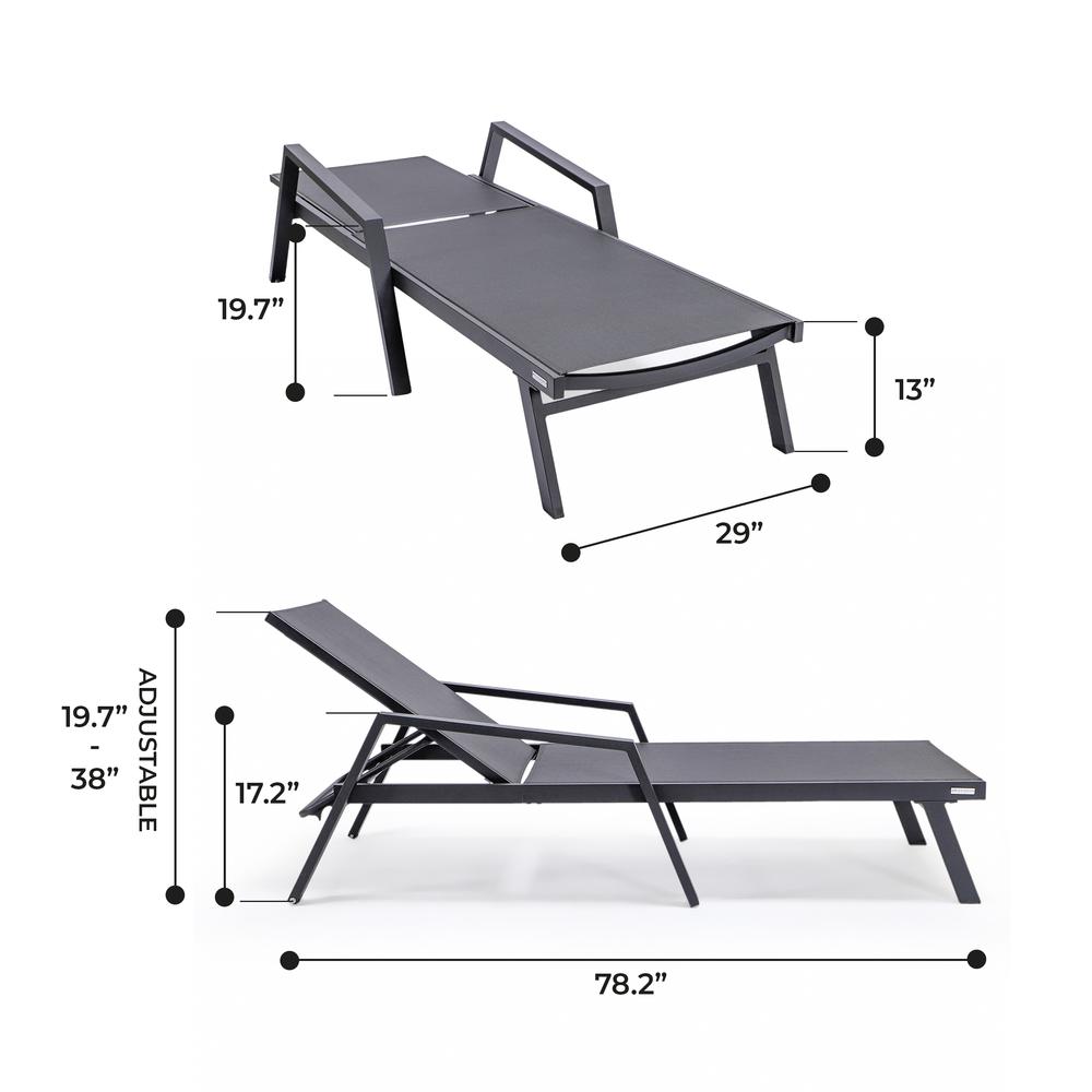 Lounge Chair With Armrests in Black Aluminum Frame, Set of 2. Picture 8