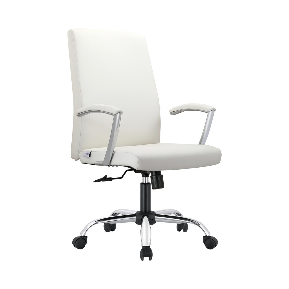 Evander Series Office Chair in White Leather. Picture 1