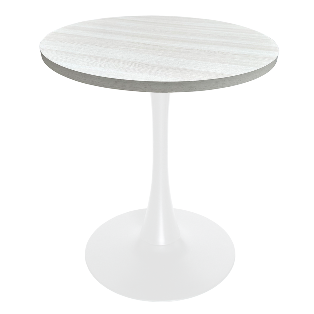 Bristol Dining table, White Base with 27" Round Light Natural MDF top. Picture 1