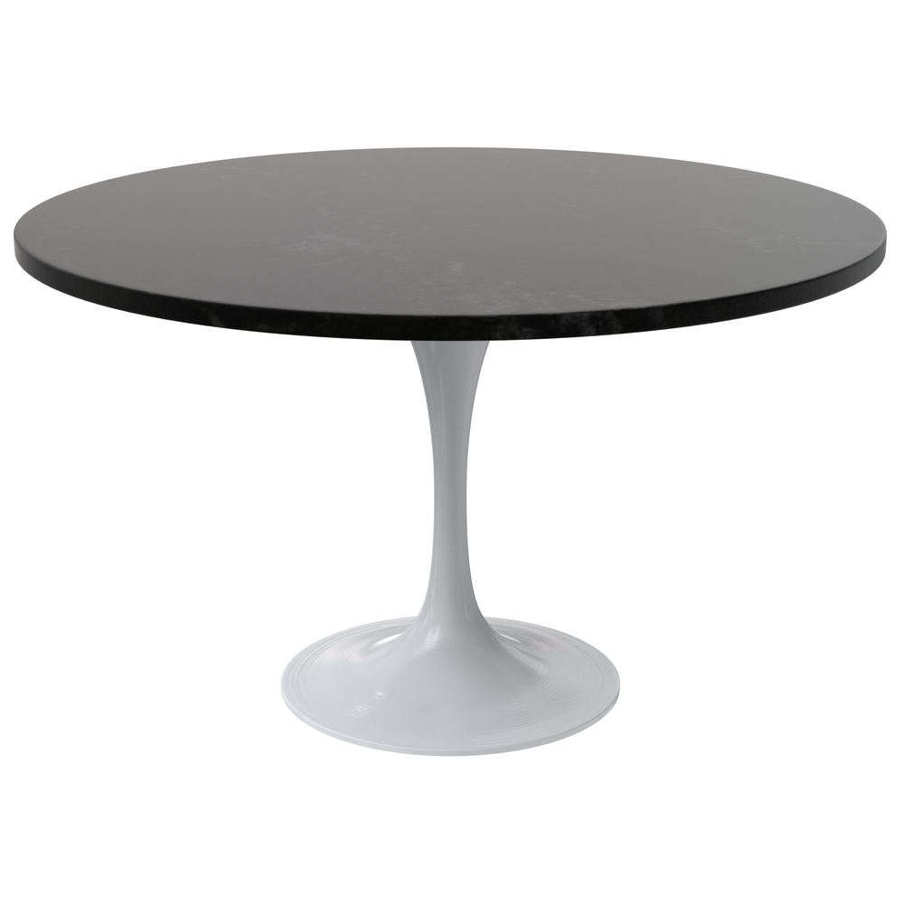 Verve 48 Round Dining Table, White Base with Black MDF Top. Picture 1