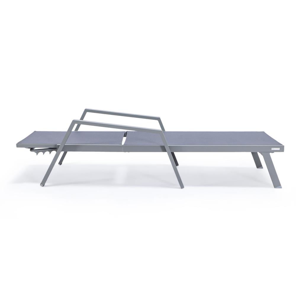 Grey Aluminum Outdoor Patio Chaise Lounge Chair With Arms. Picture 12