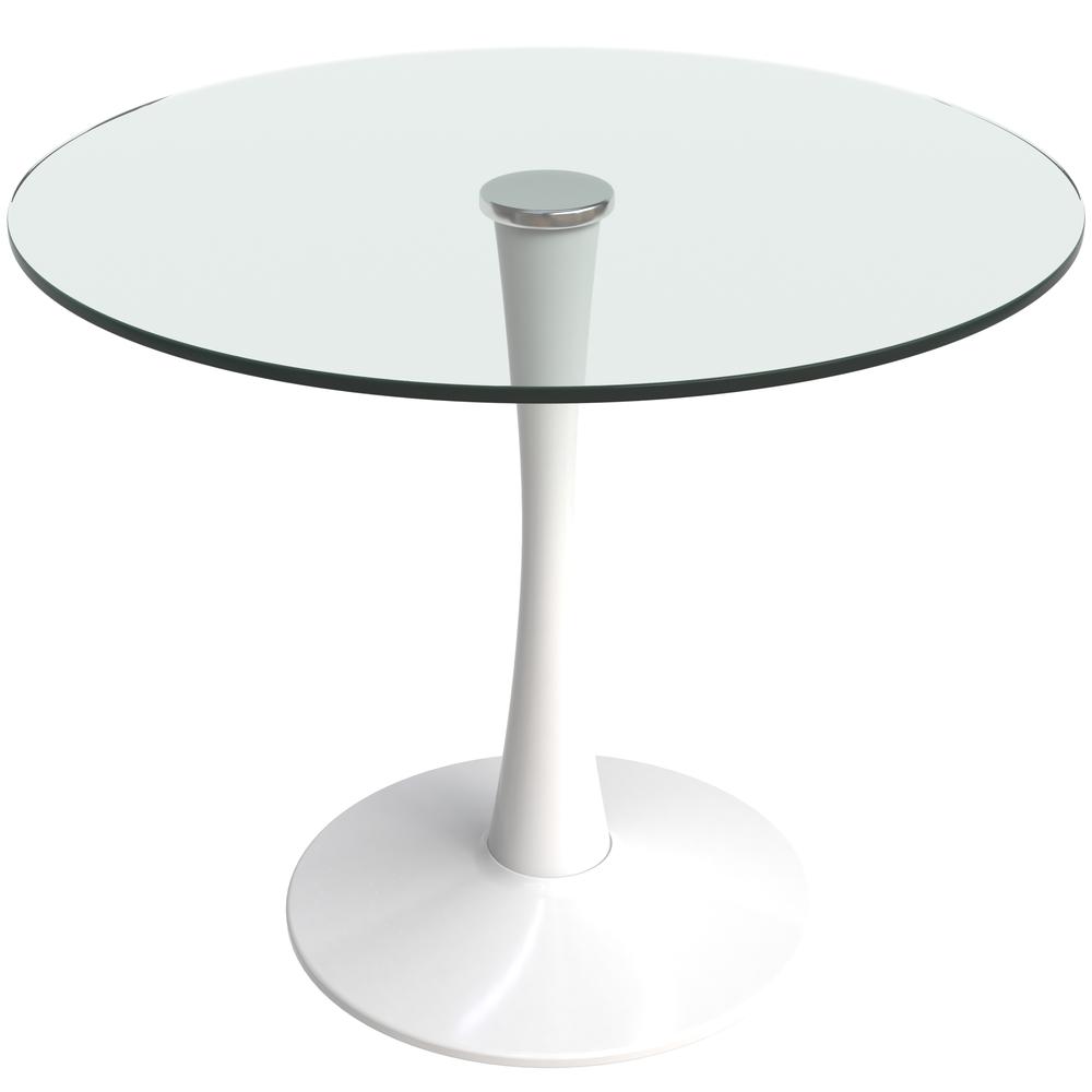 Bristol - Bistro Table White Base with Glass top. Picture 1