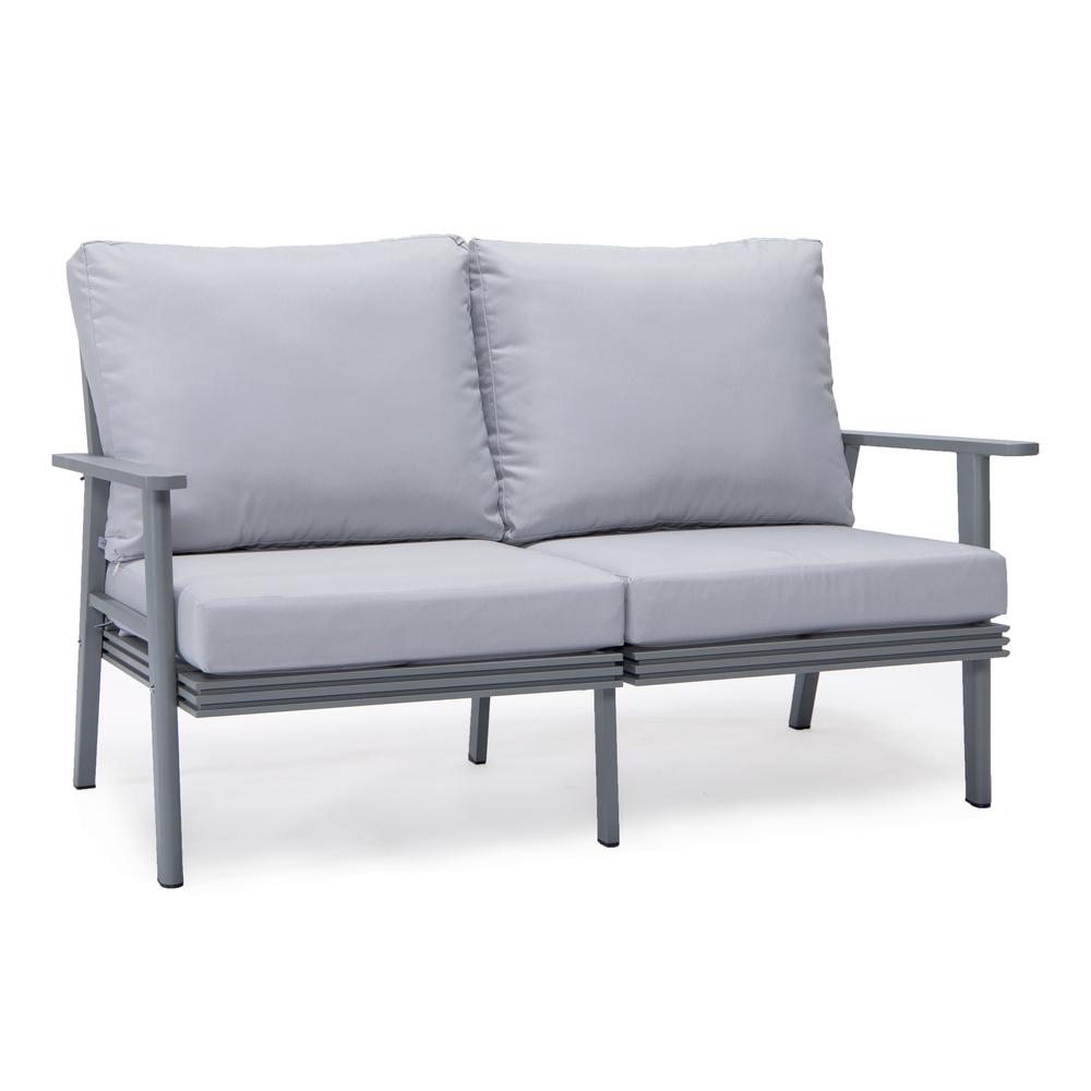 Outdoor Patio Loveseat with Gray Aluminum Frame. Picture 1
