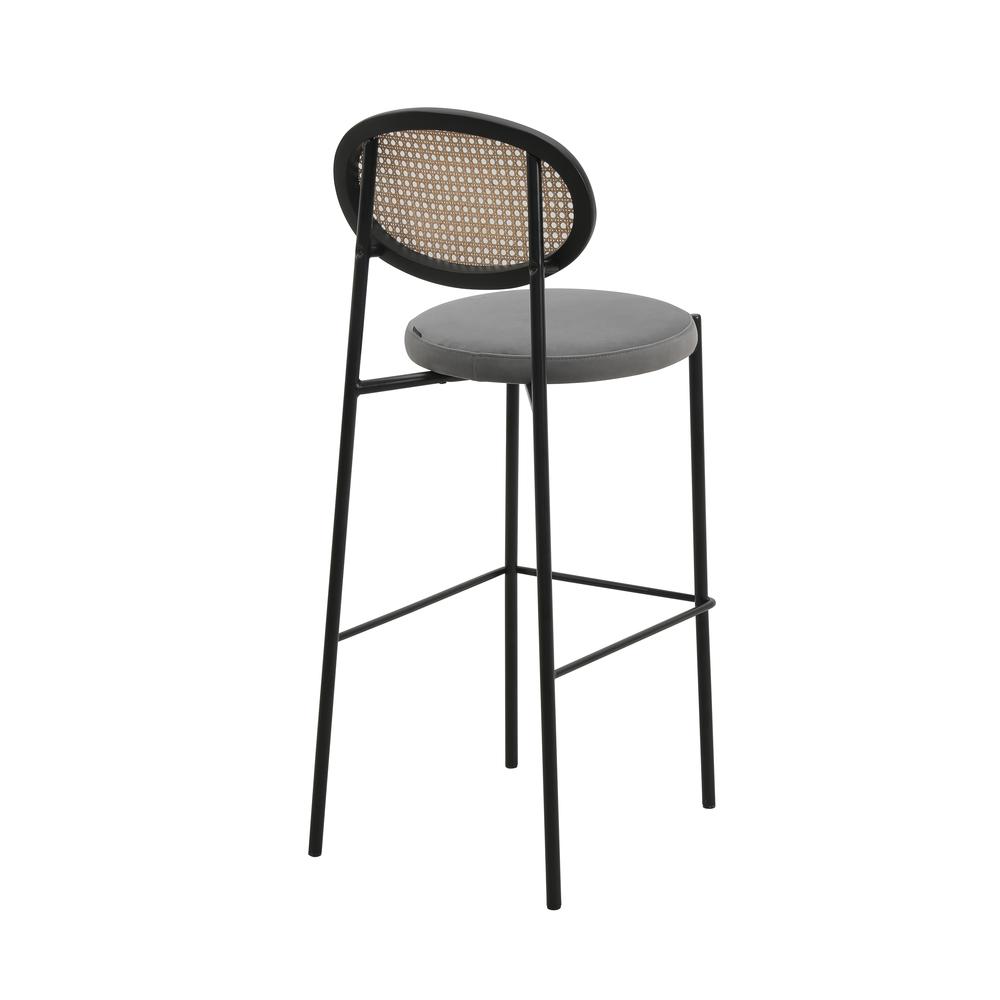 Euston Modern Wicker Bar Stool With Black Steel Frame, Set of 2. Picture 4
