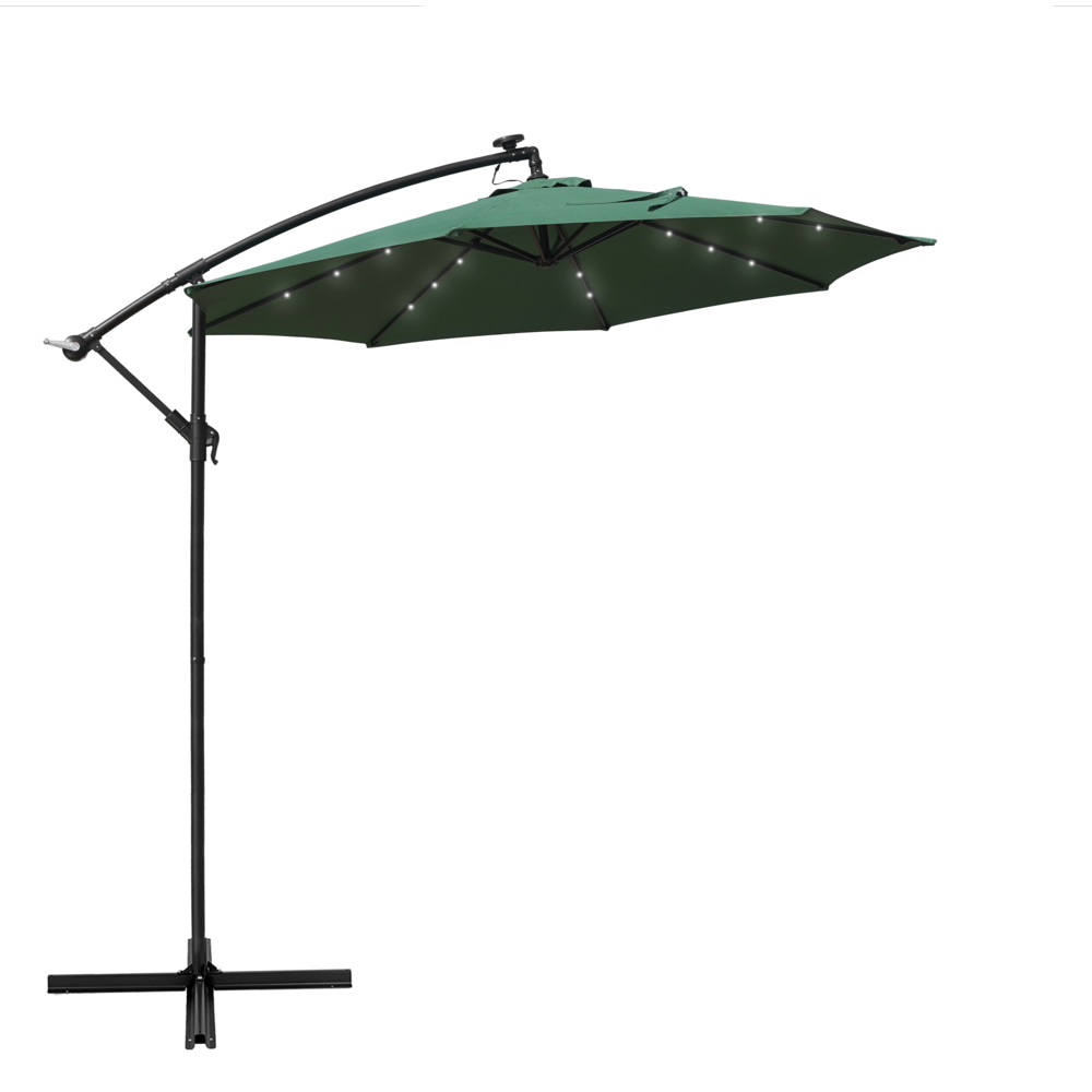 Outdoor 10 Ft Offset Cantilever Hanging Patio Umbrella With Solar Powered LED. Picture 2