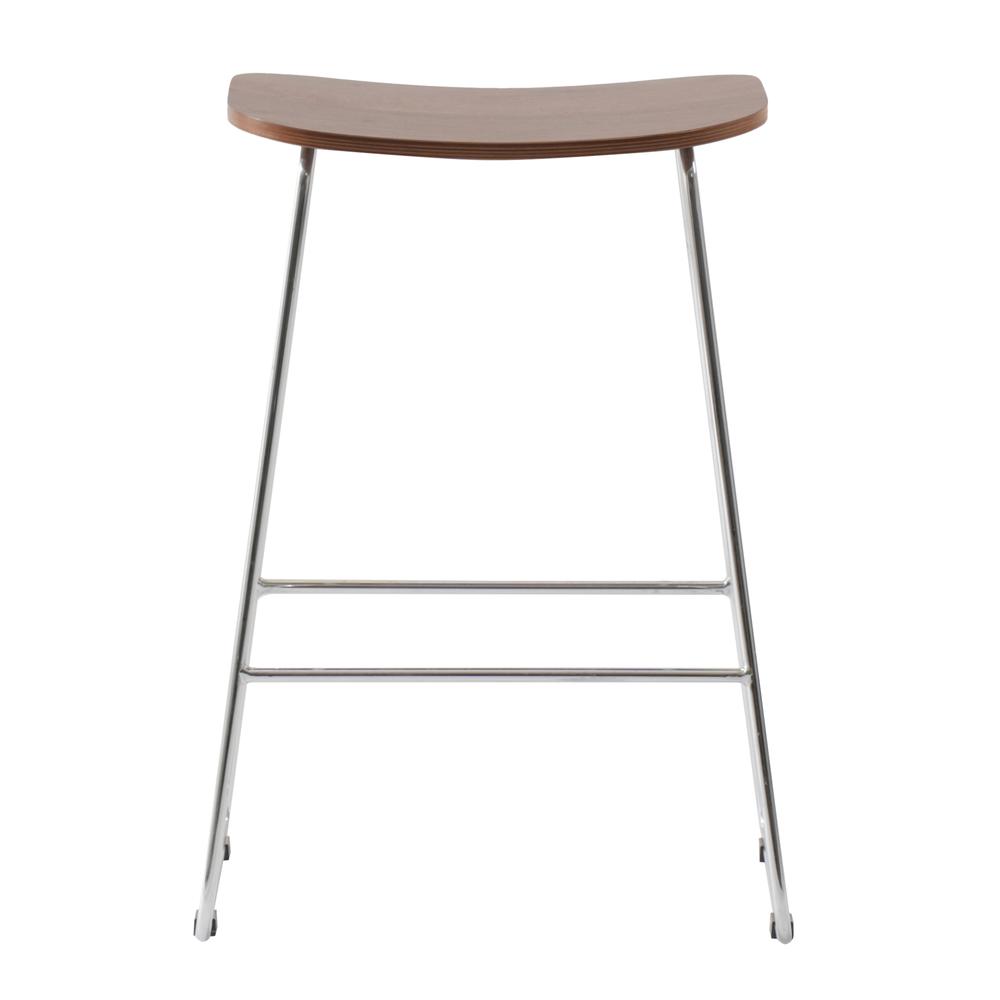 Melrose Modern Wood Counter Stool With Chrome Frame. Picture 5