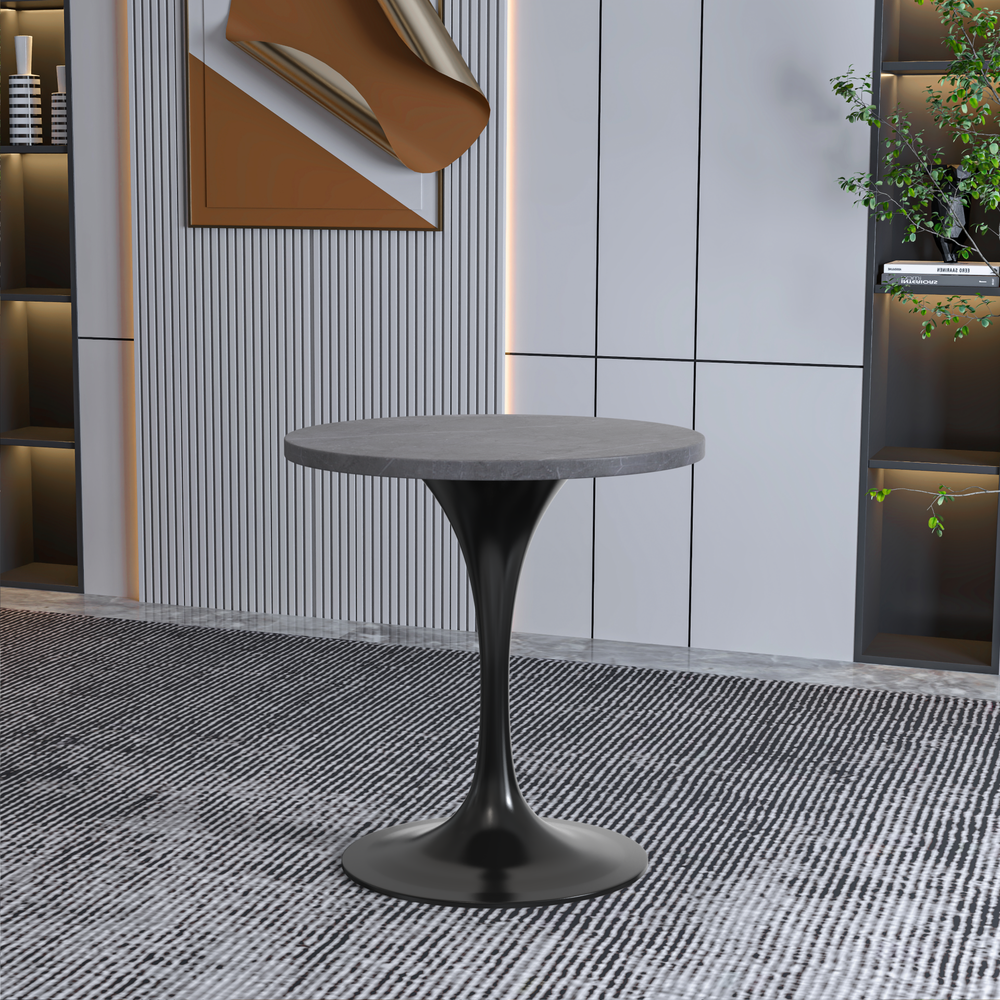 Verve 27 Round Dining Table, Black Base with Sintered Stone Grey Top. Picture 3
