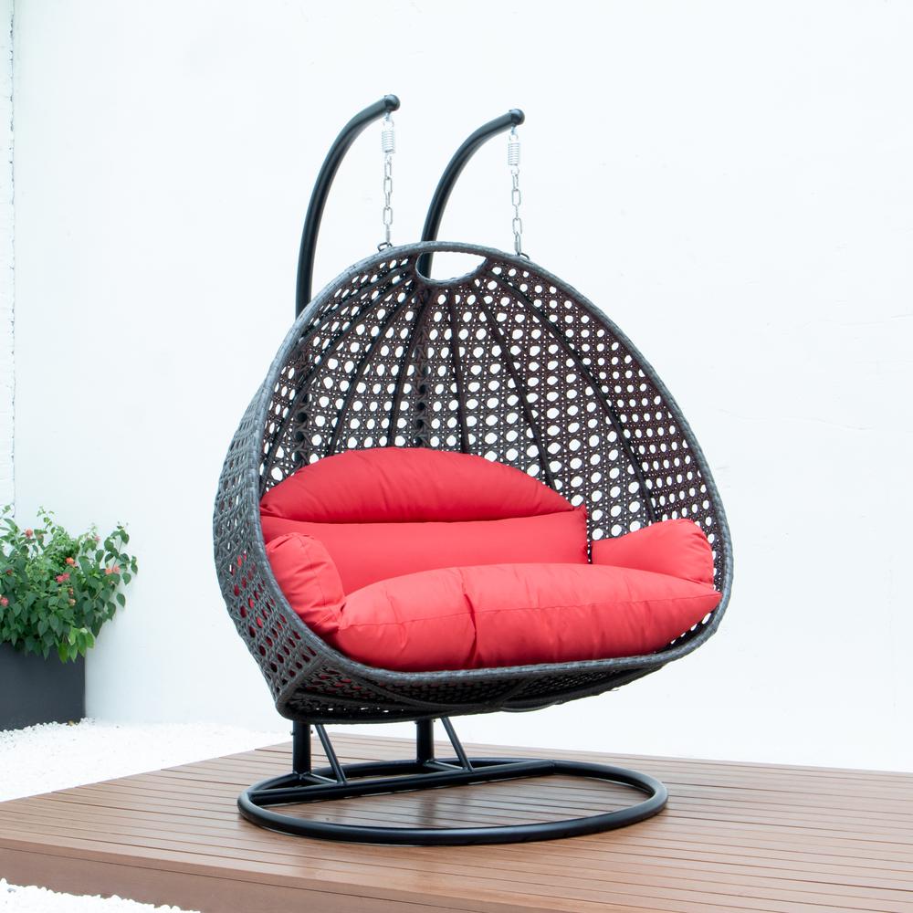 Charcoal Wicker Hanging 2 person Egg Swing Chair. Picture 5