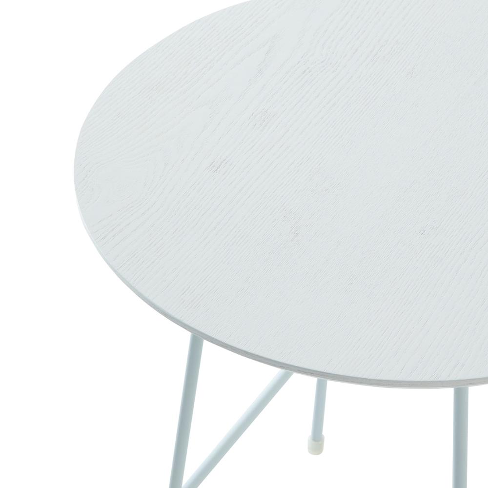 Rossmore Mid Century Modern Round Side Table With White Steel Frame. Picture 7