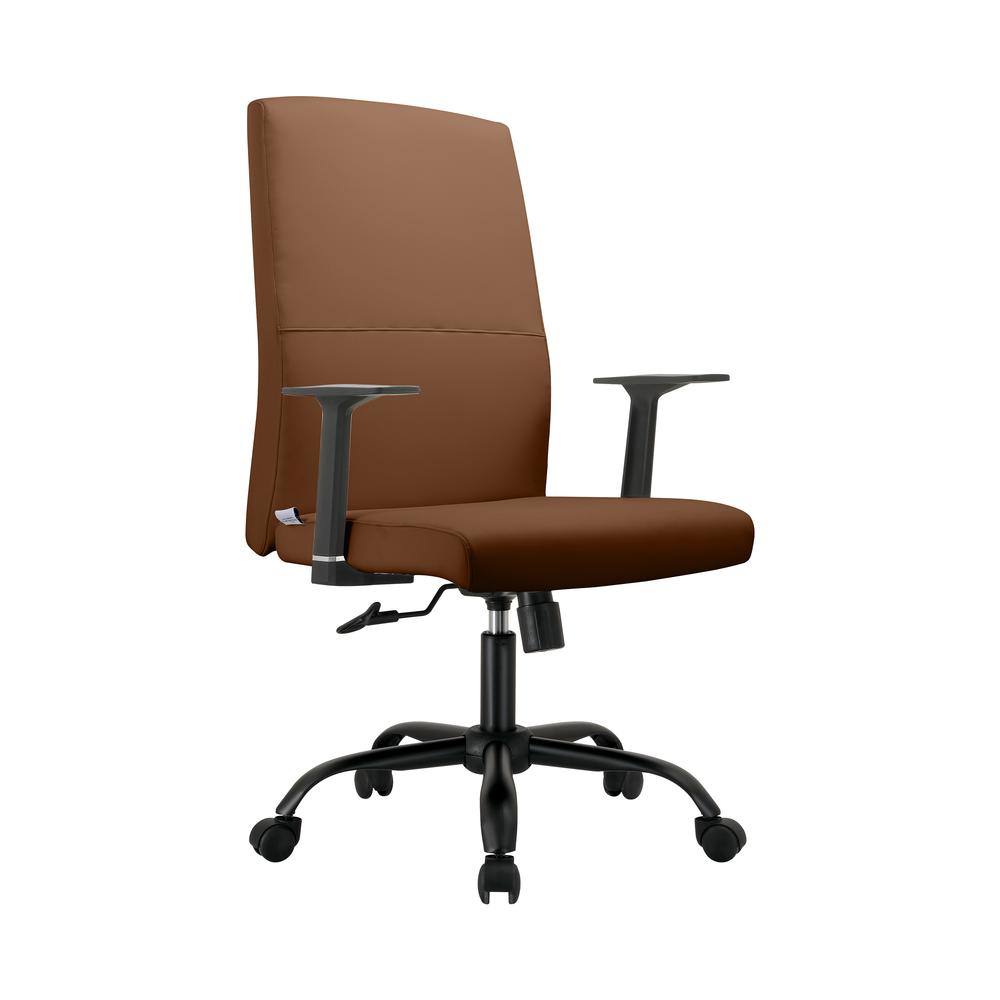 Evander Series Office Guest Chair in Dark Brown Leather. Picture 1