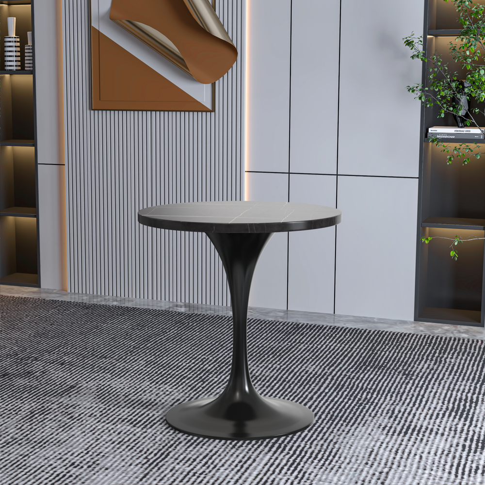 Verve 27 Round Dining Table, Black Base with Sintered Stone Black Top. Picture 13