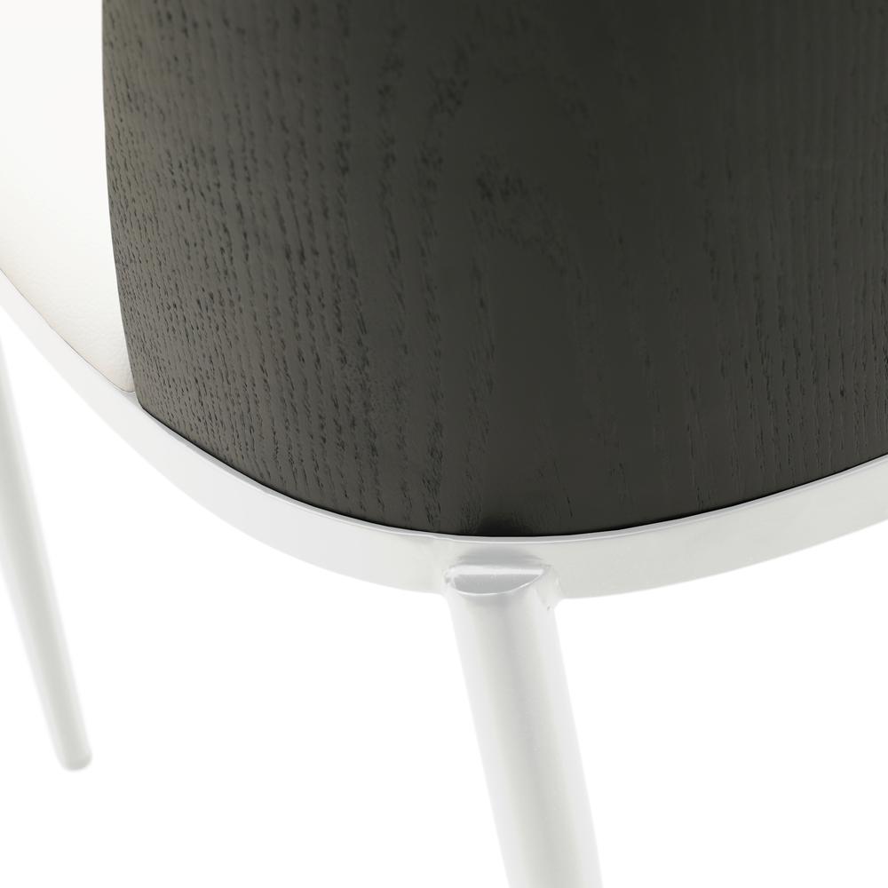 Dining Side Chair with Leather Seat and White Powder-Coated Steel Frame. Picture 5