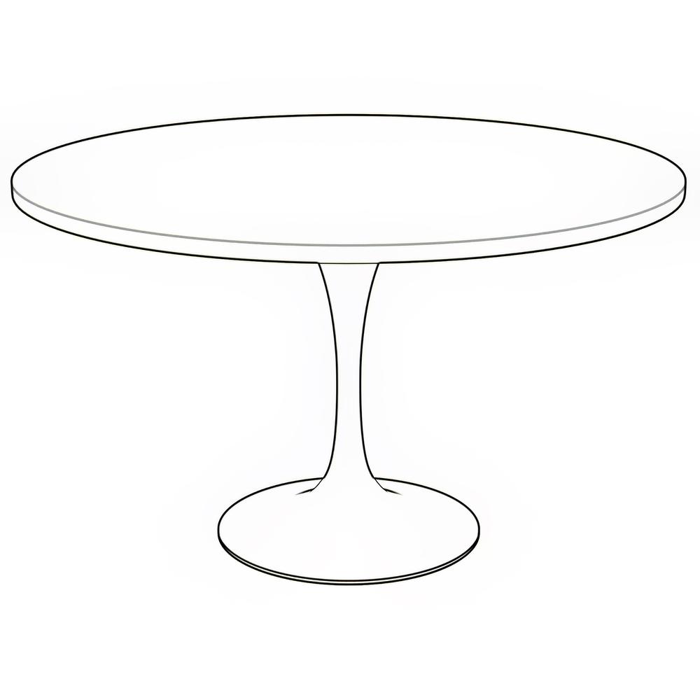 Verve 48 Round Dining Table, White Base with Cognac Brown MDF Top. Picture 8